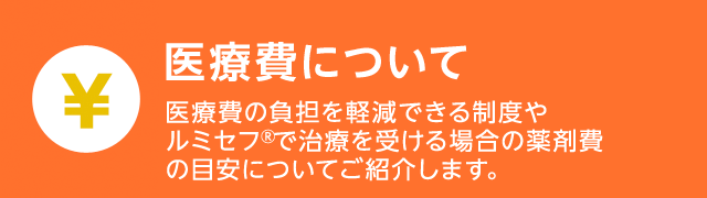 医療費について　医療費の負担を軽減できる制度やルミセフで治療を受ける場合の薬剤費の目安についてご紹介します。