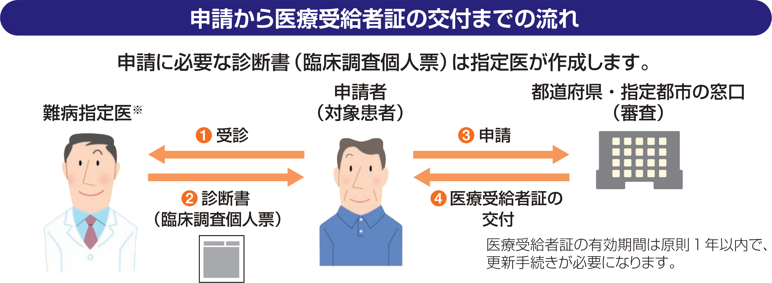 申請から医療受給者証の交付までの流れ