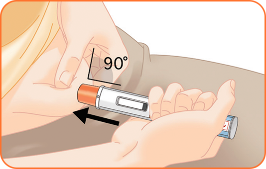 ペンを皮膚に対して直角（90°）になるよう